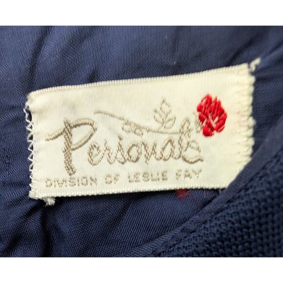 Vintage Personal by Leslie Fay Navy Baroque Print Sheath Maxi Dress (Approx M) - Picture 7 of 7